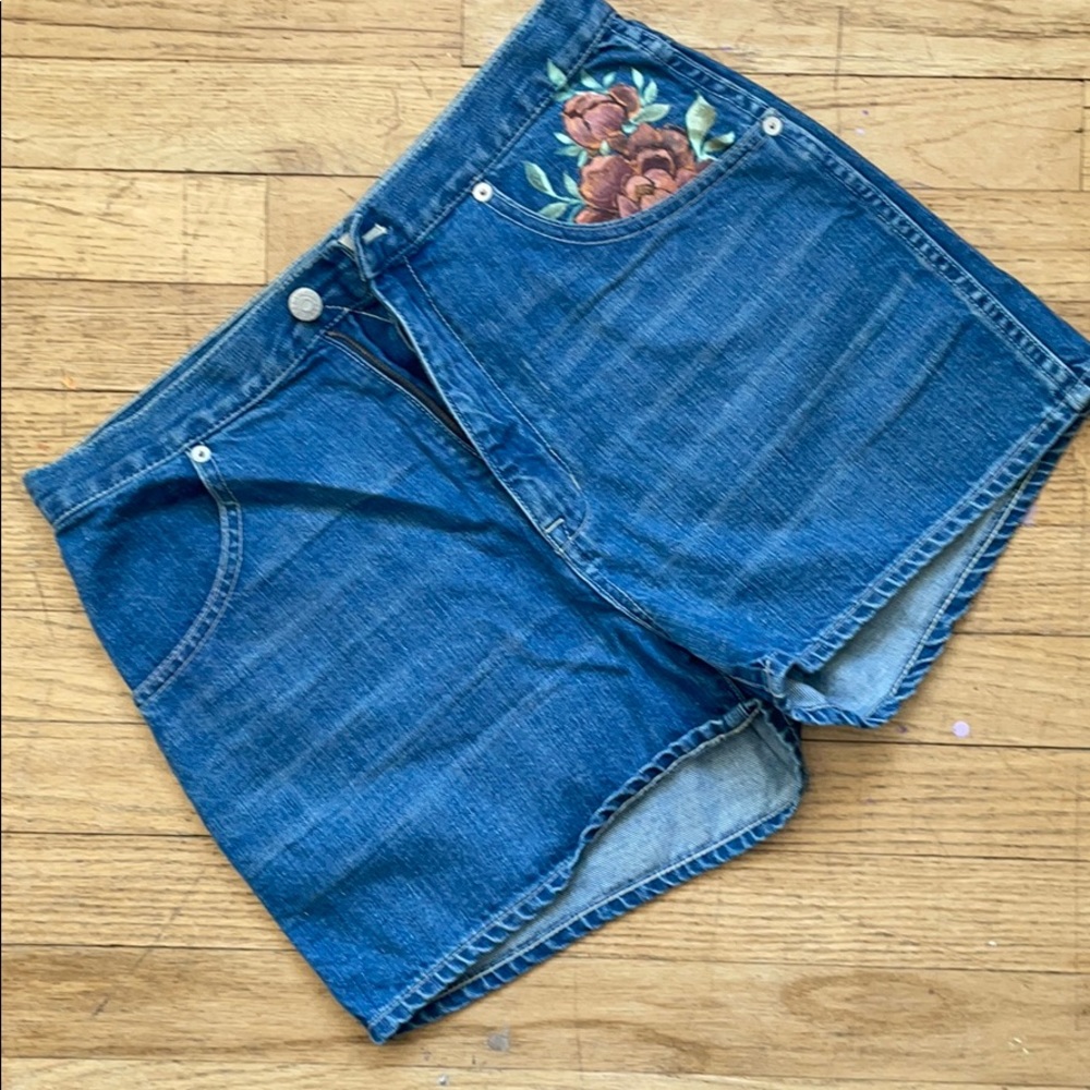 Hand painted madewell high waisted jean shorts